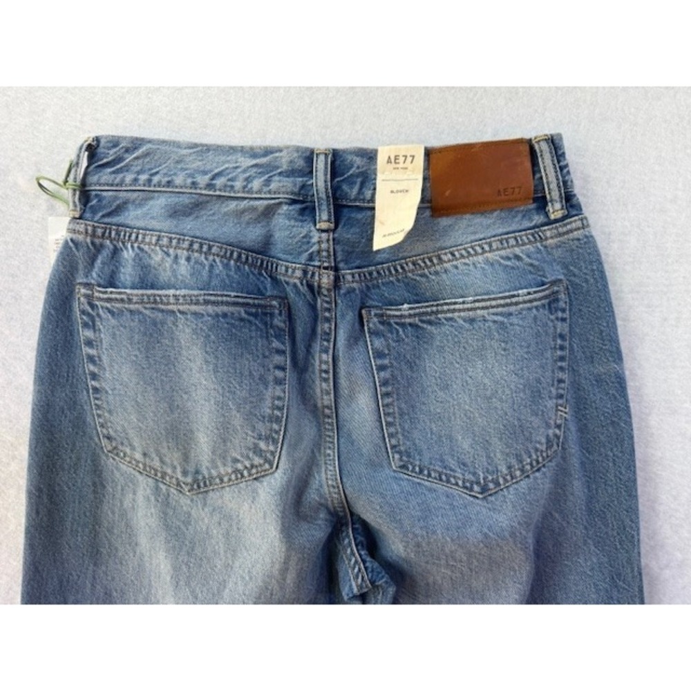 NEW AE77 American Eagle Jeans 00 Womens‎ Blue Slouch Denim Distressed Straight - Picture 5 of 11